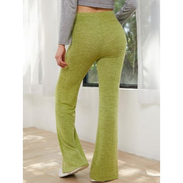 High Waisted Split Hem Jersey Flare Pants