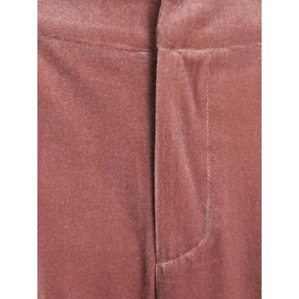 Velour Pocket High Waisted Straight Pants