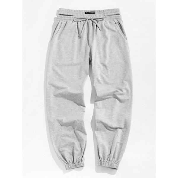 Drawstring Pelvic Cutout Jogger Pants