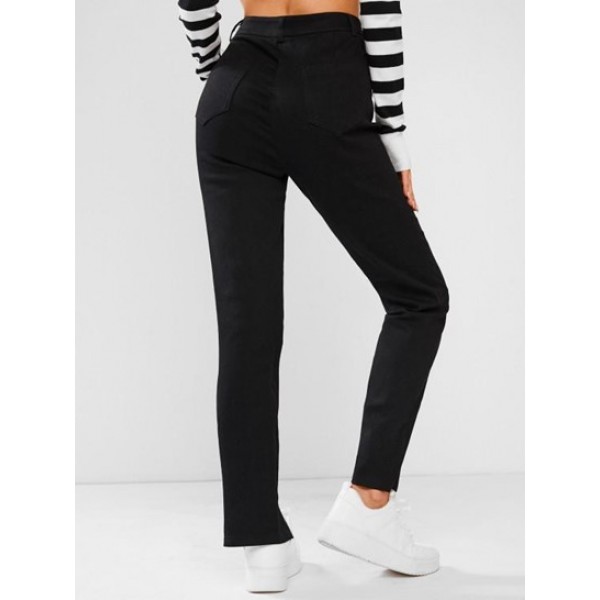 High Waisted Double Zipper Skinny Pants