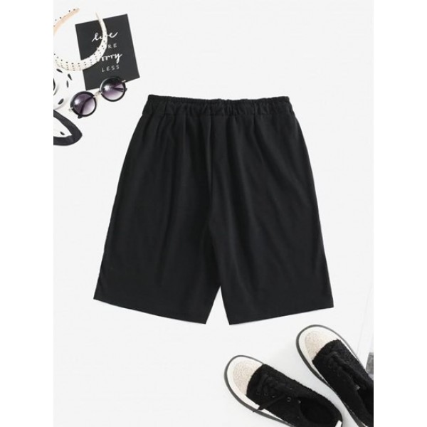 Drawstring Butterfly Bermuda Shorts