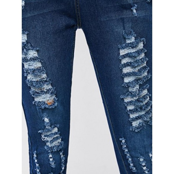 Ripped Zipper Fly Skinny Jeans