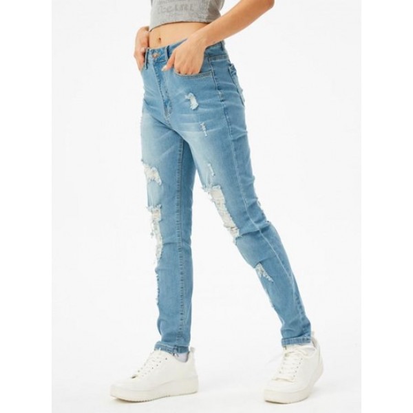 Shredded Distressed Skinny Jeans