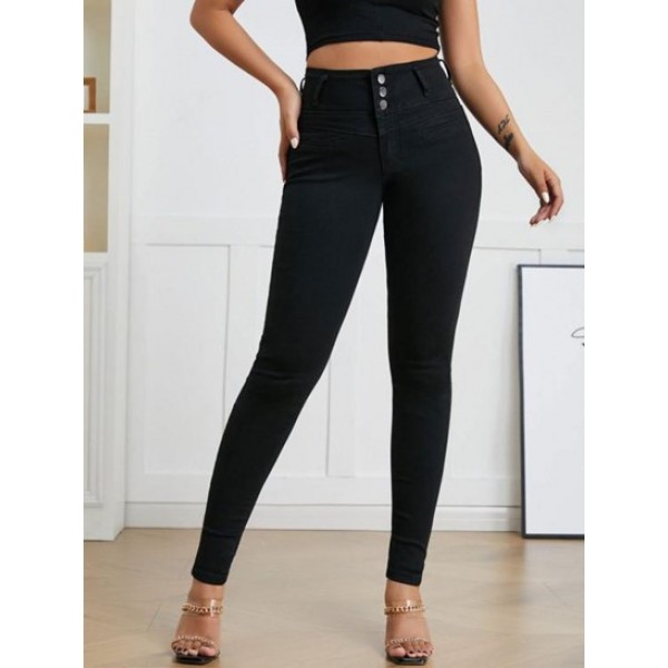 High Rise Wide Waistband Skinny Jeans