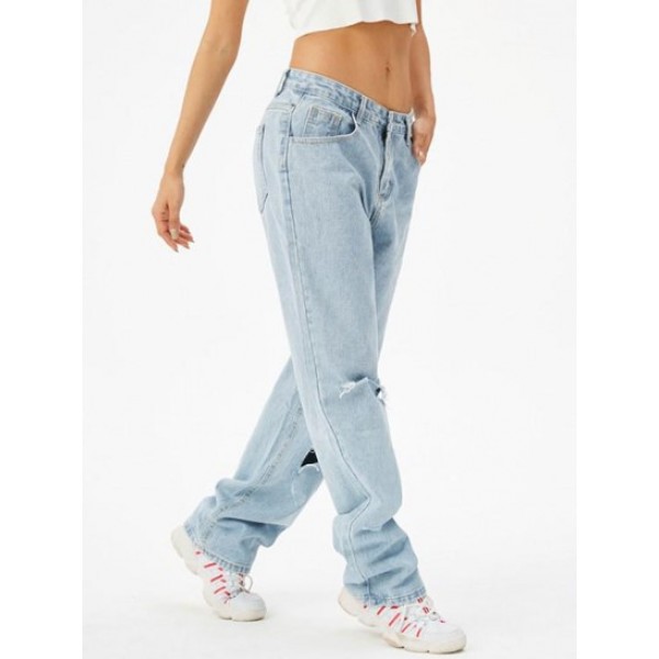 Shredded Distressed High Waisted Jeans