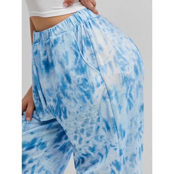 Tie Dye Pocket High Waisted Jogger Pants