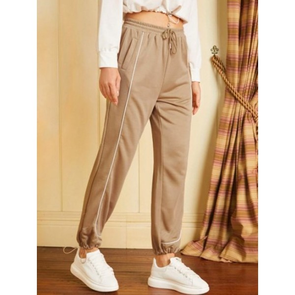 French Terry Binding Pocket Toggle Drawstring Sweatpants