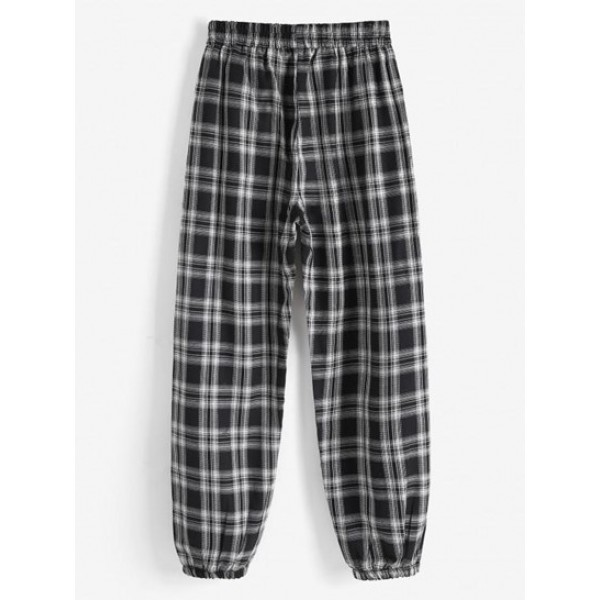 Plaid Print Casual Pants