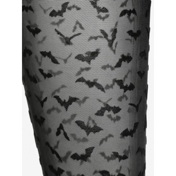 Halloween Flocking Bat Lace Flare Pants