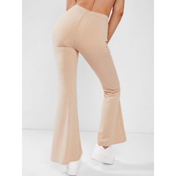 Ribbed High Rise Bell Bottom Pants