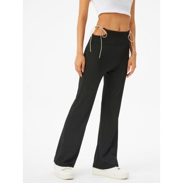 Pelvic Cut Out Tie Side Flare Pants