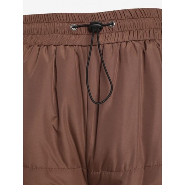 Pockets Toggle Drawstring Padded Quilted Pants